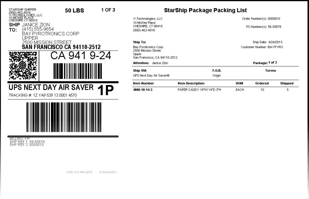 integrated packing list and shipping label